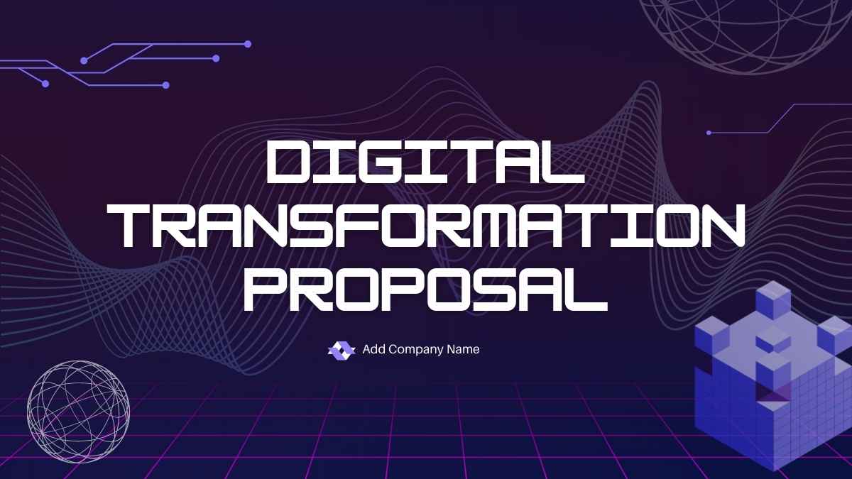 Template proposal digital futuristik 3D ungu gratis