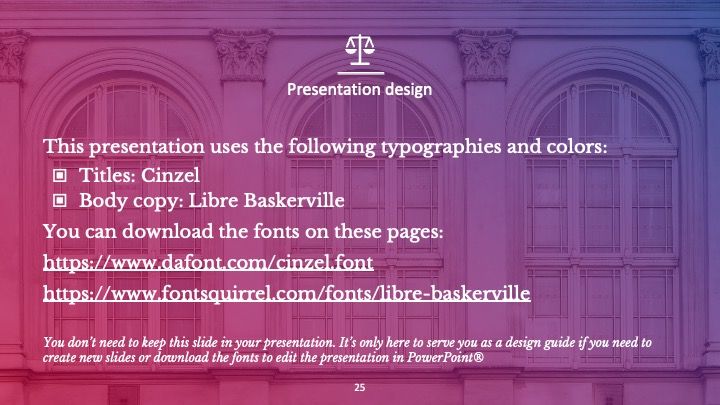 Plantilla para presentación elegante de Ley y Justicia - diapositiva 24
