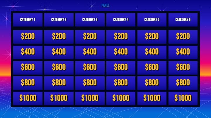 Plantilla para presentación del concurso Jeopardy - diapositiva 2