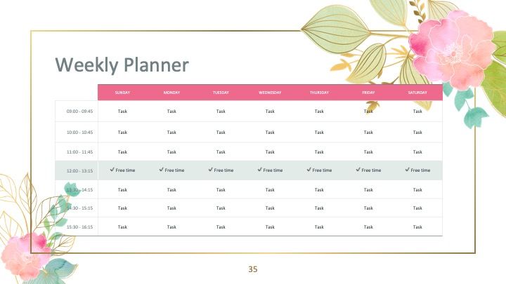 Plantilla para presentación con flores de acuarela - diapositiva 34