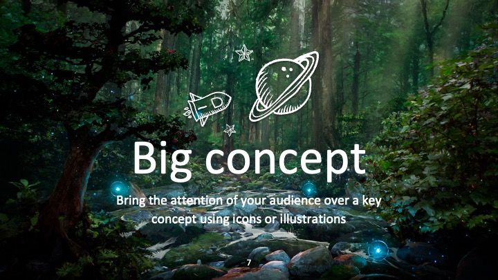 아름다운 마법의 숲 배경으로 디자인된 영감을 주는 디자인 (일러스트: Alex Monge) - slide 5