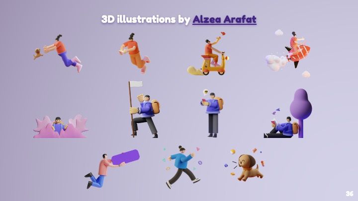 Plantilla para presentación con gente colorida en 3D - diapositiva 35