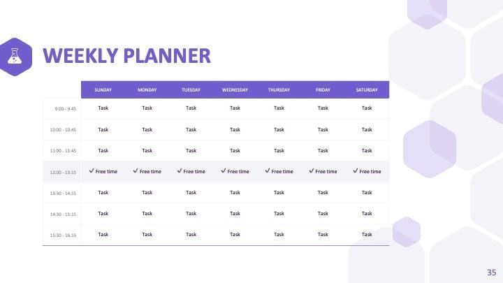 紫色の六角形 スライドテーマ - slide 34