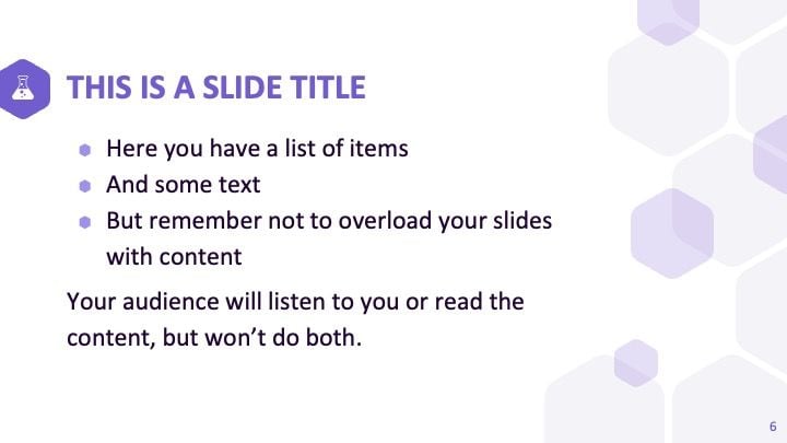紫色の六角形 スライドテーマ - slide 5