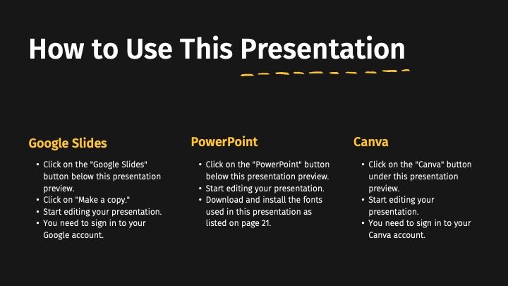 これらのスライドをソーシャルメディアのPowerPointテンプレート、ソーシャルメディアのGoogleスライドテンプレート、またはCanvaのテーマとして使用するヒントについては、「How To」スライドを参照してください。 - slide 1