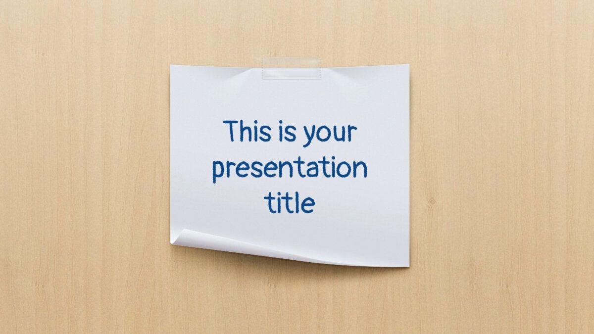 Free wood and paper Powerpoint template or Google Slides theme