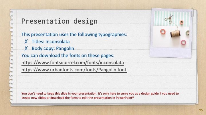 Plantilla para presentación con polaroids y cuadernos - diapositiva 24