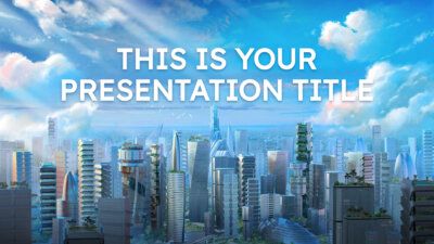 Free Powerpoint template or Google Slides theme with green city theme