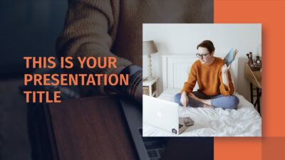 Free orange PowerPoint template and Google Slides theme with photo backgrounds