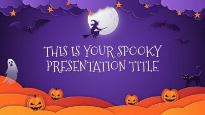 Free Halloween Powerpoint template and Google Slides theme with paper-cut illustrations