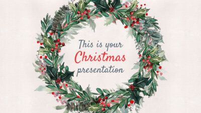 Free Christmas Powerpoint template and Google Slides theme with winter foliage