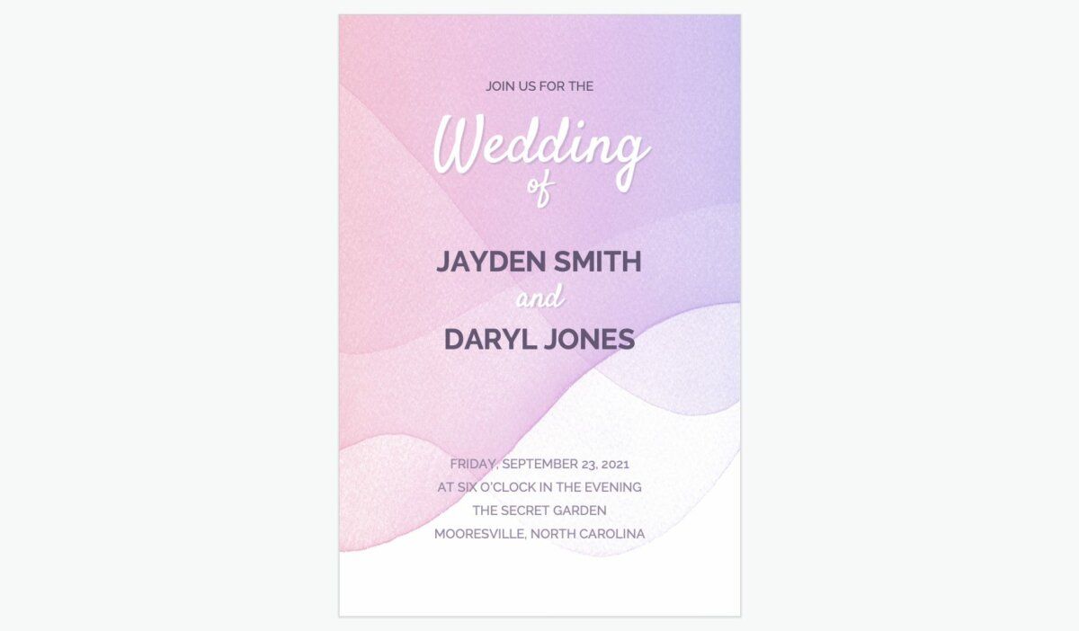 Wedding invitation made with Google Slides and SlidesCarnival template