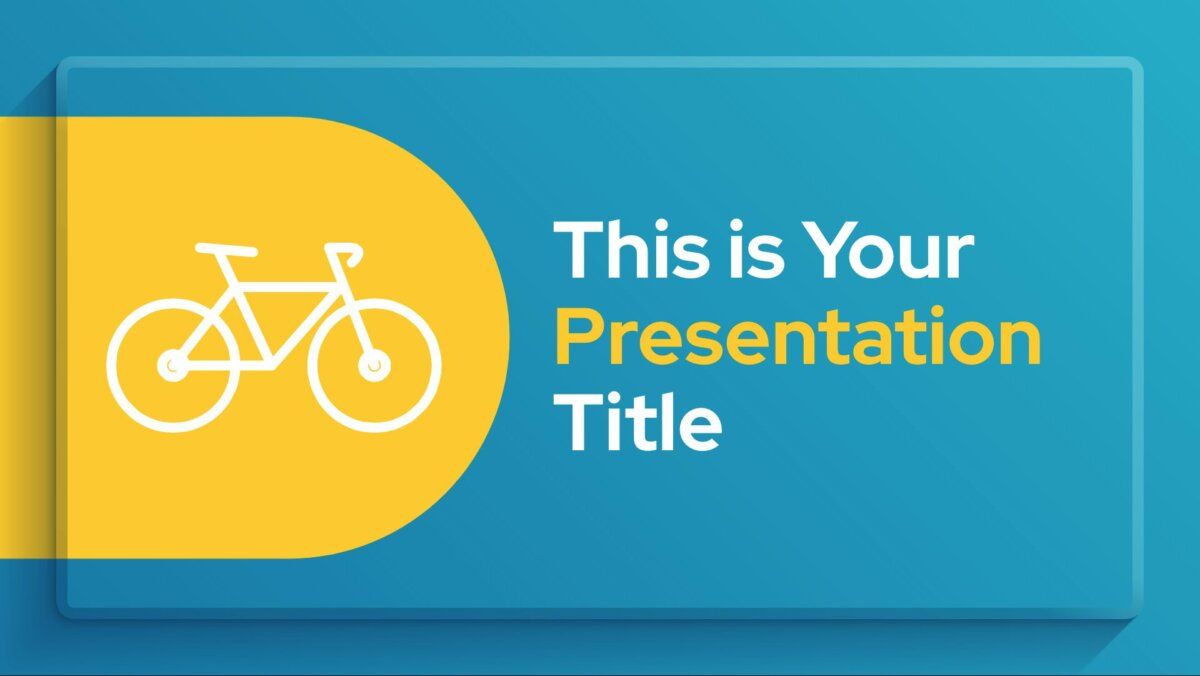 Free simple Powerpoint template and Google Slides theme in blue and yellow with frame