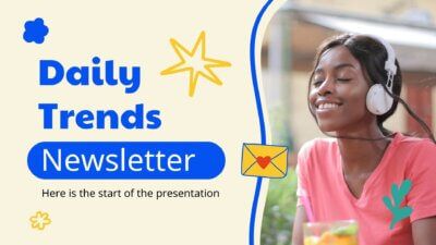 Slides Carnival Google Slides and PowerPoint Template Blue and Yellow Daily Trends Newsletter