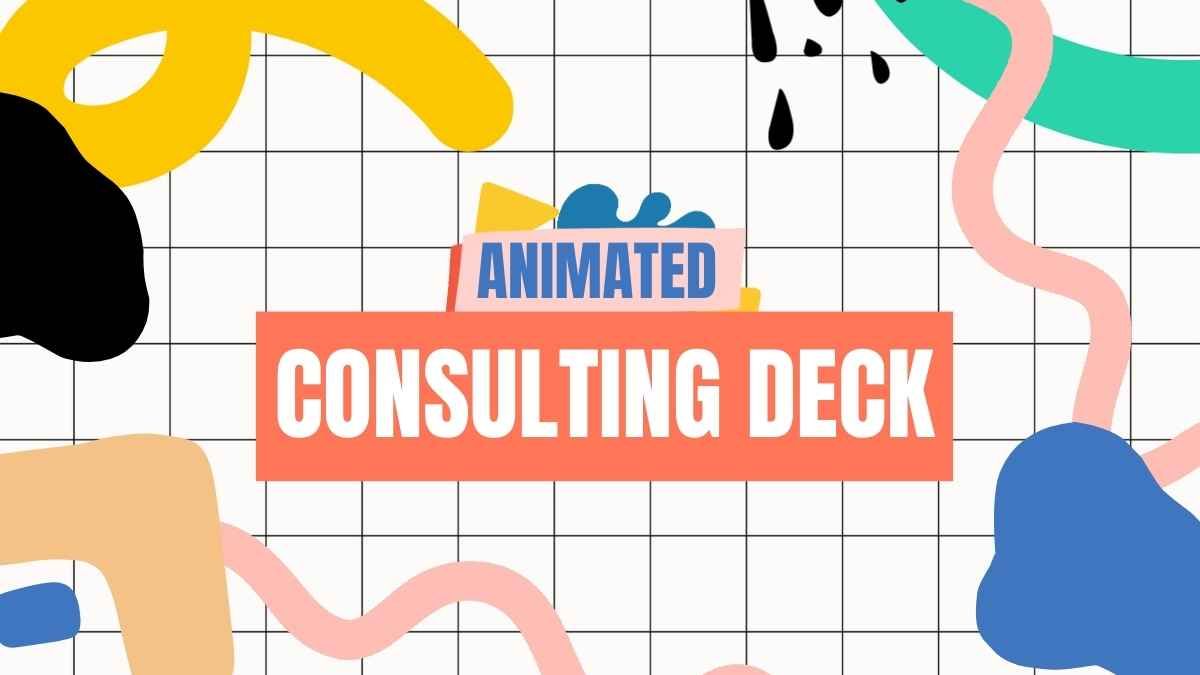 Apresentação de negócios criativa, animada, com deck de consultoria em branco e azul colorido - slide 0