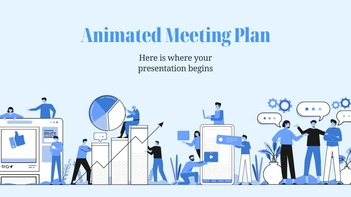Plano de reunião animado Azul Ilustrativo Mínimo de negócios - slide 0