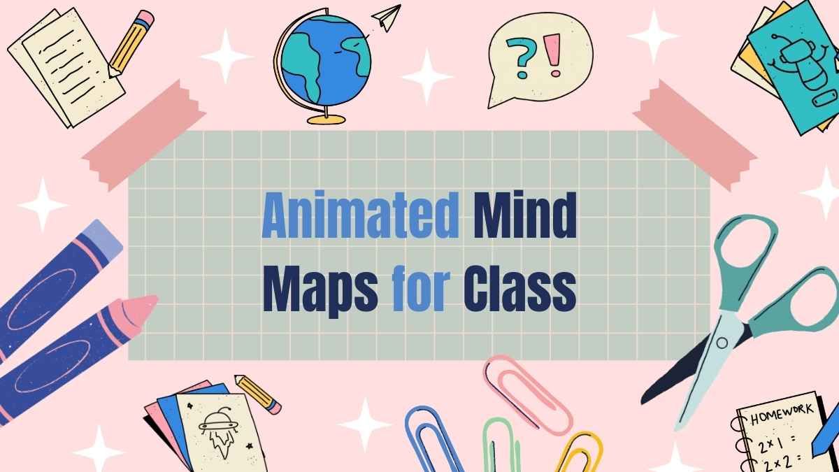Mapa mental animado para aulas. Modelo para PPT e Apresentações Google grátis. - slide 0