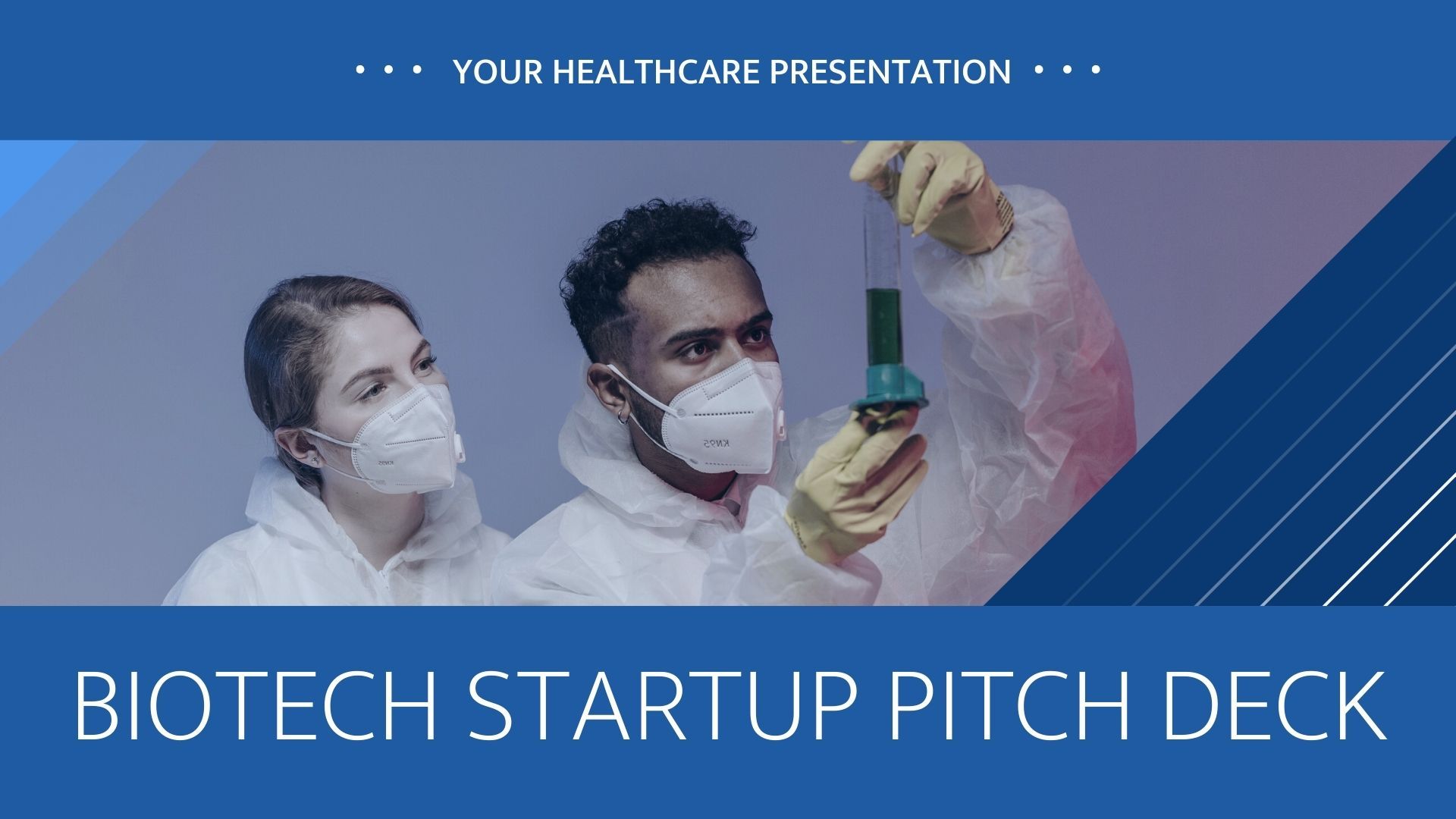 Blue and Navy Modern Biotech Business Startup Pitch - slide 0