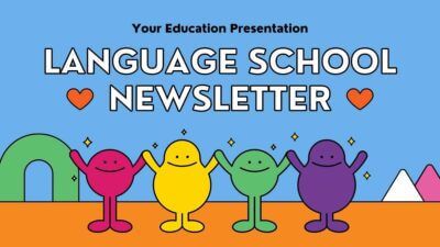 Bright and Vivid Colors Cute Characters Language School Newsletter