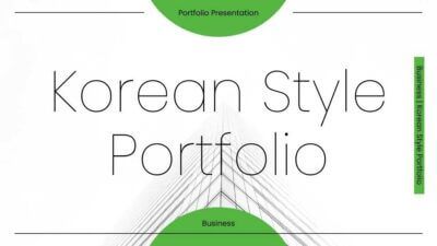 Portafolio de estilo empresarial coreano simple en verde y blanco