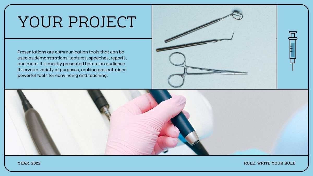 Cuidado dental moderno y simple en azul claro y suministros - diapositiva 13