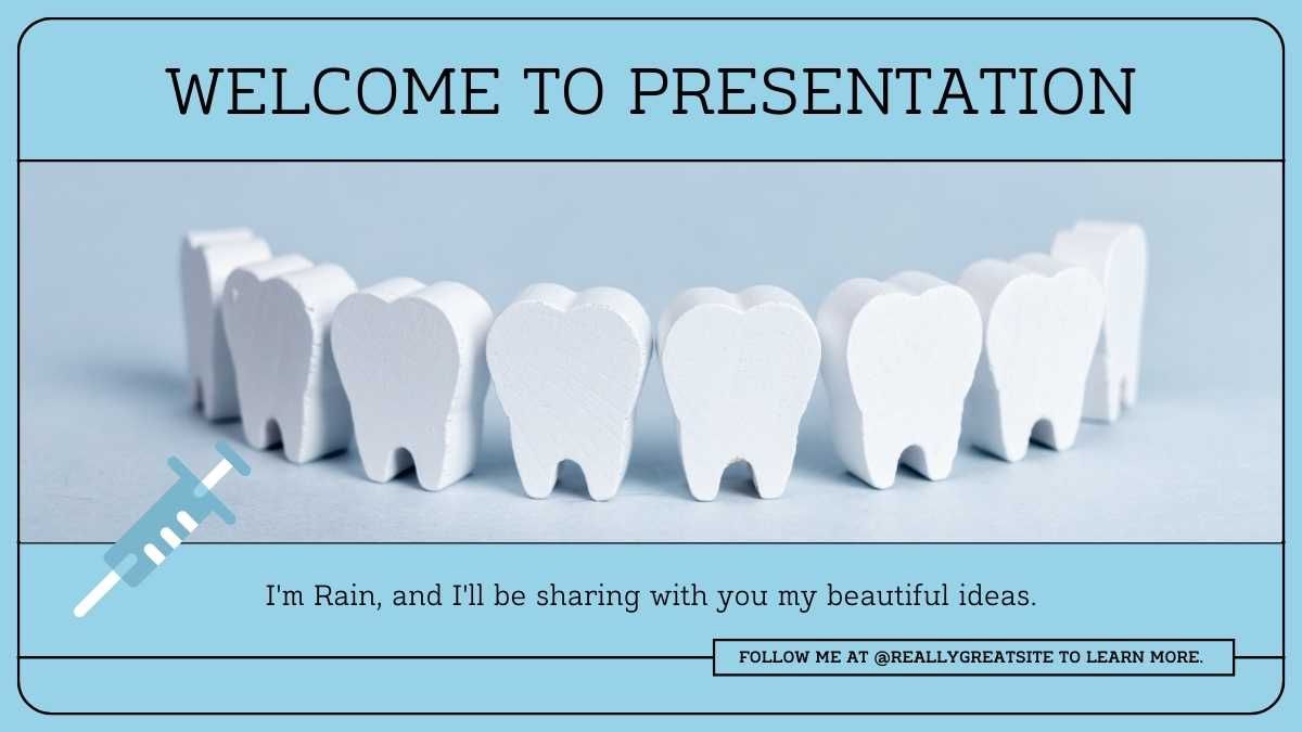Cuidado dental moderno y simple en azul claro y suministros - diapositiva 6