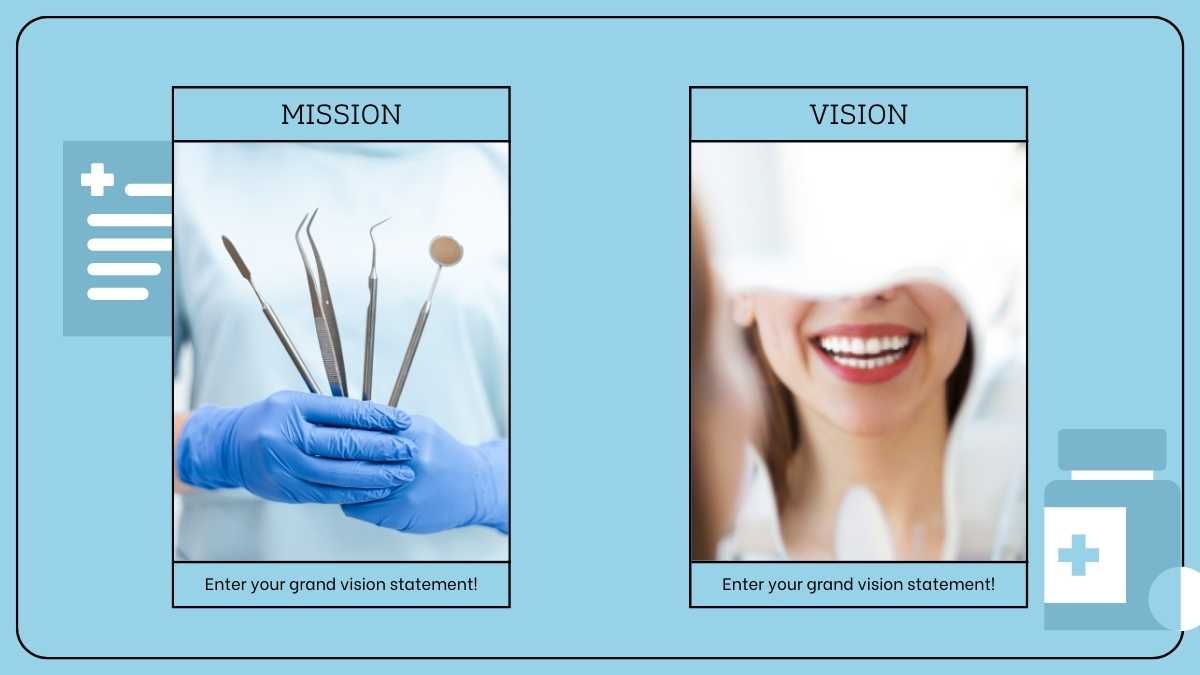 Cuidado dental moderno y simple en azul claro y suministros - diapositiva 7