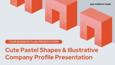 Perfil de empresa de formas 3D pastel y ilustrativas en naranja rojo y gris claro