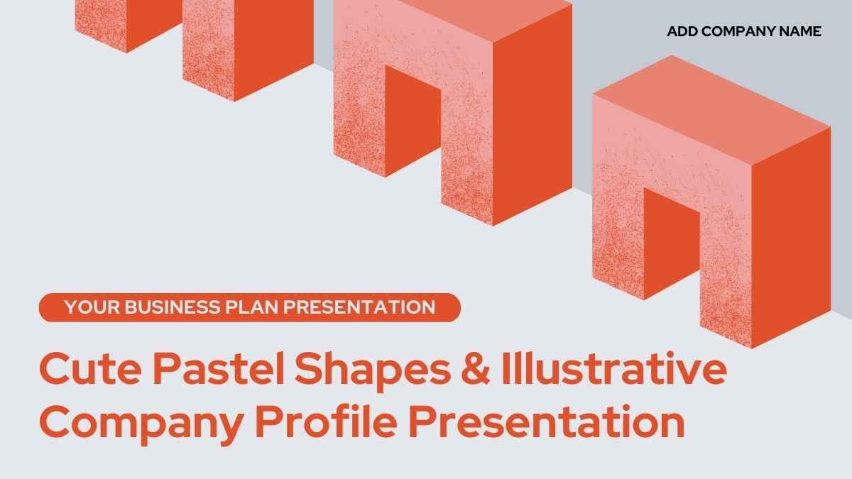 Perfil de empresa de formas 3D pastel y ilustrativas en naranja rojo y gris claro - diapositiva 0
