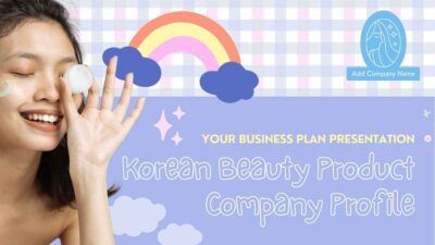 Perfil de la empresa de productos de belleza coreanos con lindo álbum de recortes de pasteles
