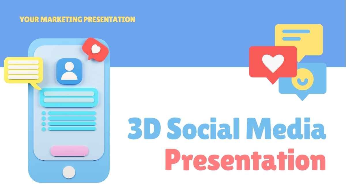 Pink Blue and Yellow Purple Cute 3D Social Media Marketing Presentation - slide 0