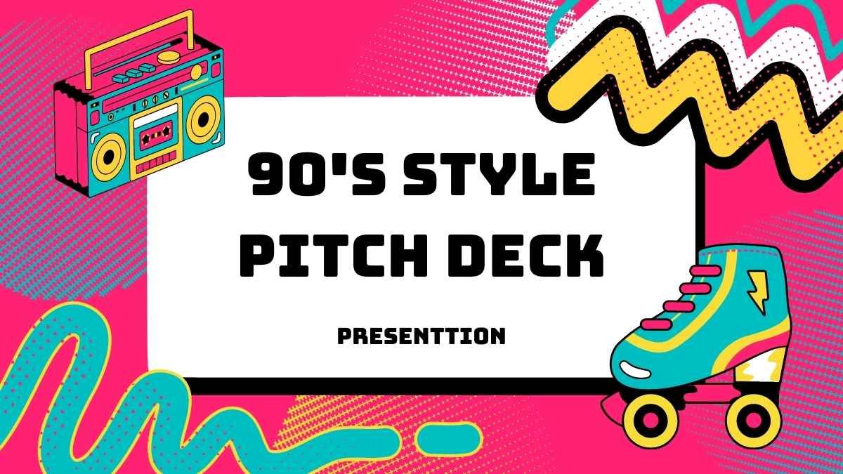 Pink and Teal Illustrative Creative 90’s Style Presentaion - slide 0