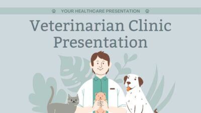 Clínica veterinaria ilustrativa suave en verde claro y pasteles