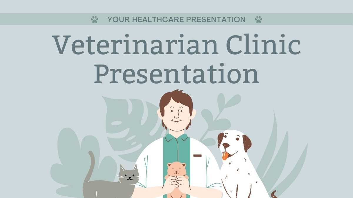 Clínica veterinaria ilustrativa suave en verde claro y pasteles - diapositiva 0