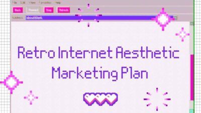 Plano de Marketing Estético para Internet Retrô Verde e Roxo