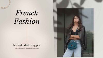 Plano de marketing com estética francesa. Modelo para PPT e Apresentações Google grátis