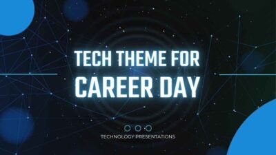 Tema tecnológico en negro y azul para el Día de la Carrera en Tecnología