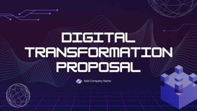 紫色の未来的な3Dデジタル変革提案書