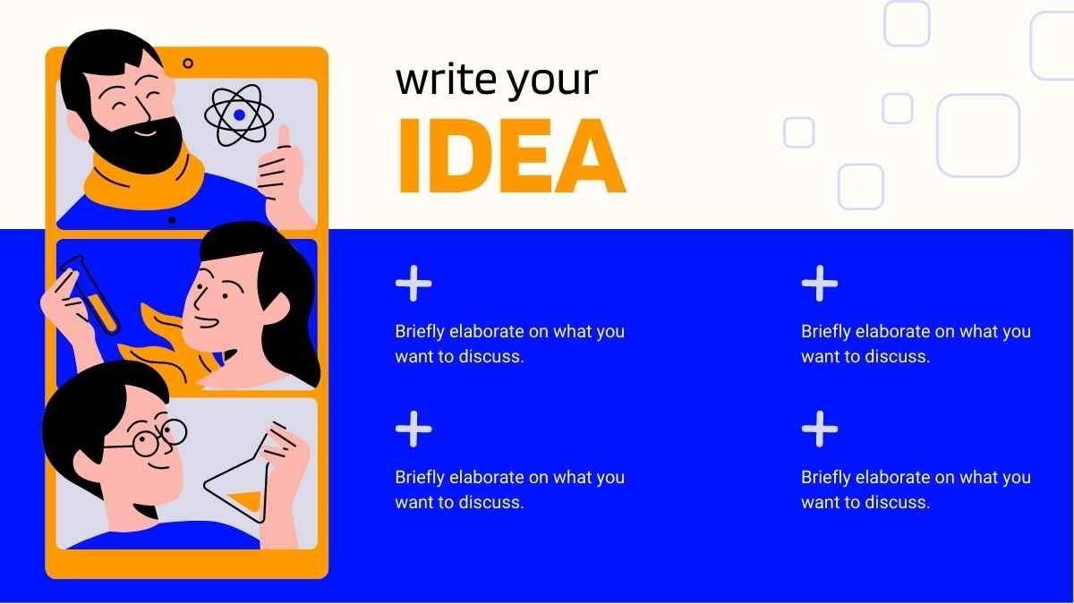 Apresentação de e-learning ilustrada em azul vivo e laranja - slide 9