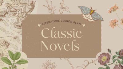 Beige y marrón Vintage Scrapbook Plan de clase de literatura Presentación de novelas clásicas