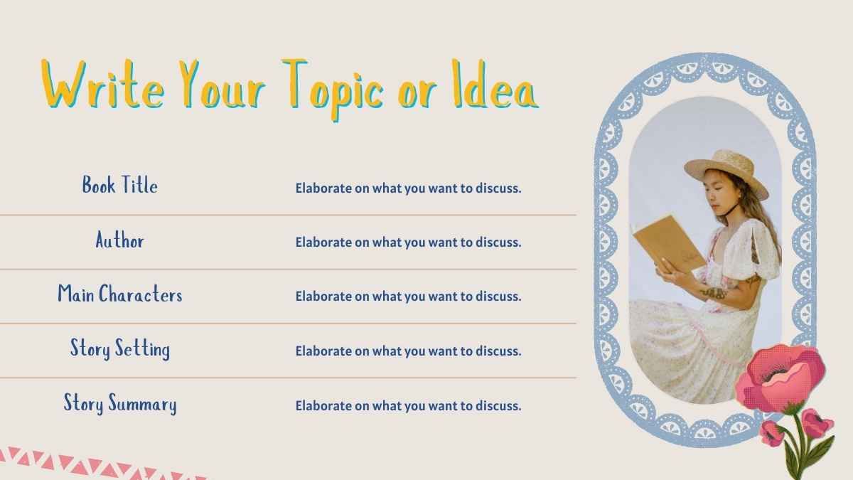 Tema de linguagem com recorte floral bege e pastel para poesia no ensino médio - slide 9