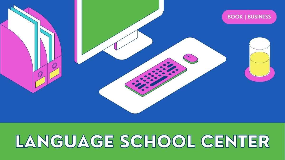 Blue, Green and Magenta Bold Lined Graphic Language School Center Business - slide 0