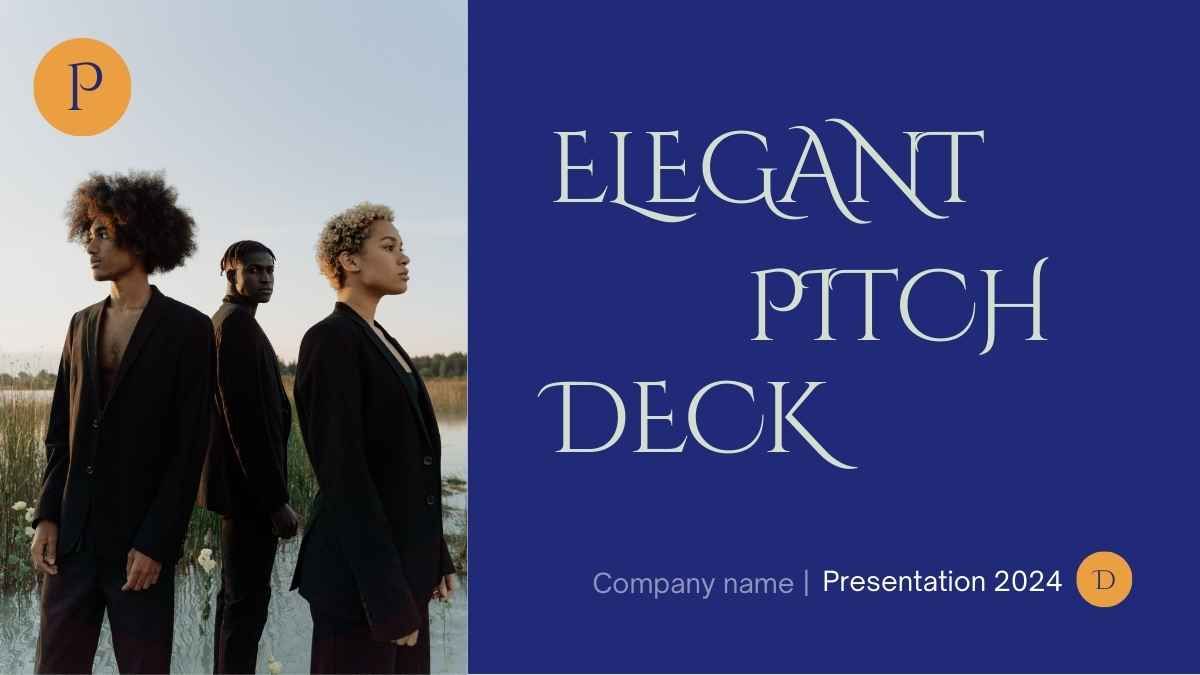 Blue, Tarragon and Orange Elegant Pitch Deck Presentation - diapositiva 0