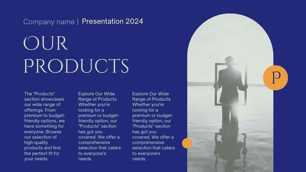 Blue, Tarragon and Orange Elegant Pitch Deck Presentation - diapositiva 9