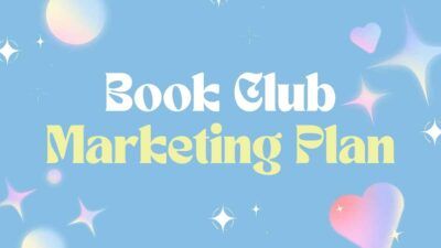 Apresentação do plano de marketing do clube do livro em azul e pastel com gradiente sonhador