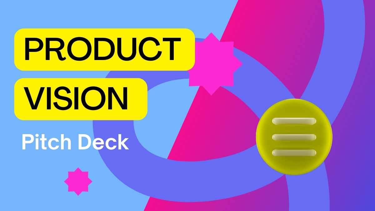 Pitch deck com Visão Futurista de Produto em Degradê Azul e Amarelo - slide 0