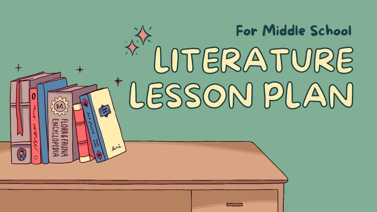 Marrón Verde Azul y Amarillo Lindo Plan de Lección de Literatura Ilustrativa Animada para la Escuela Secundaria - slide 0