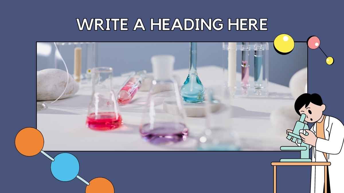 Tema científico ilustrativo em azul escuro e neon para o ensino de química no ensino médio - slide 13