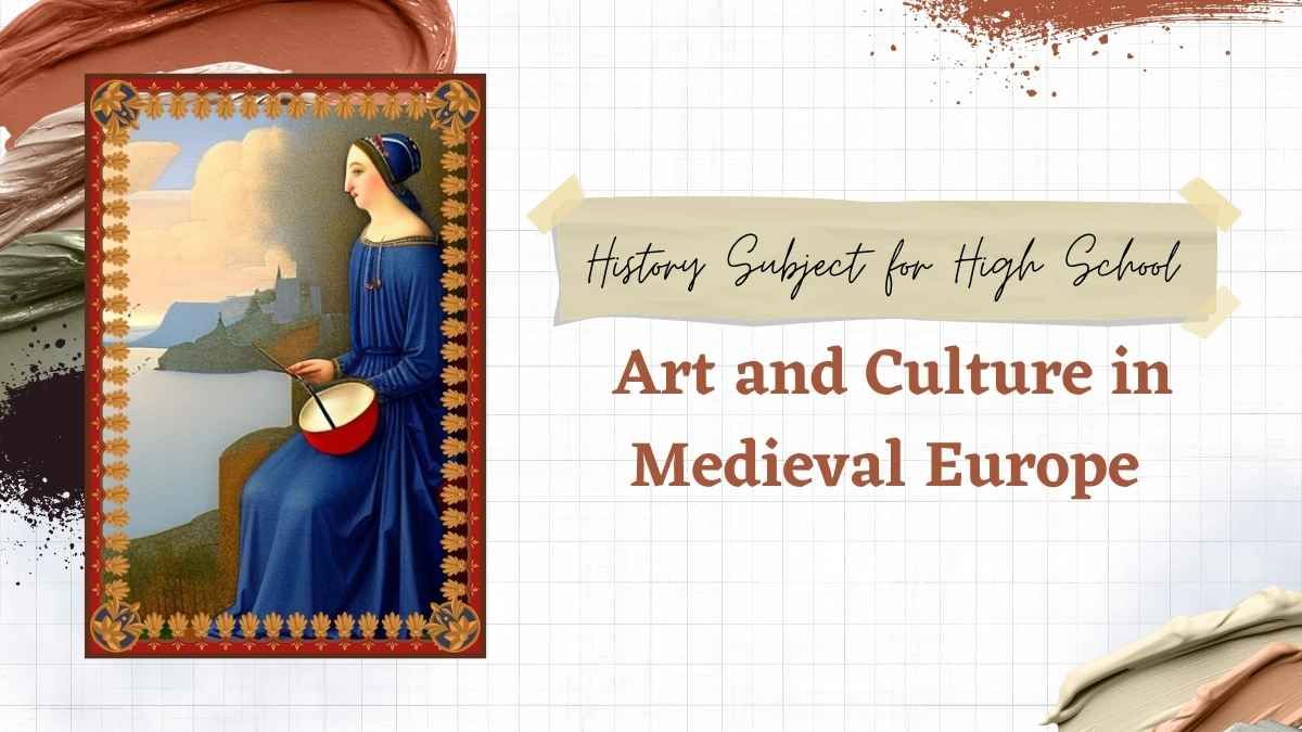 Disciplina de história para o ensino médio Arte e cultura na Europa medieval White Creative Education - slide 0