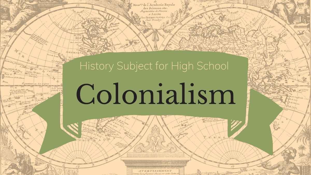 Tema de Historia para la Escuela Secundaria Colonialismo Plantilla Educativa Vintage en Beige y Marrón - diapositiva 0